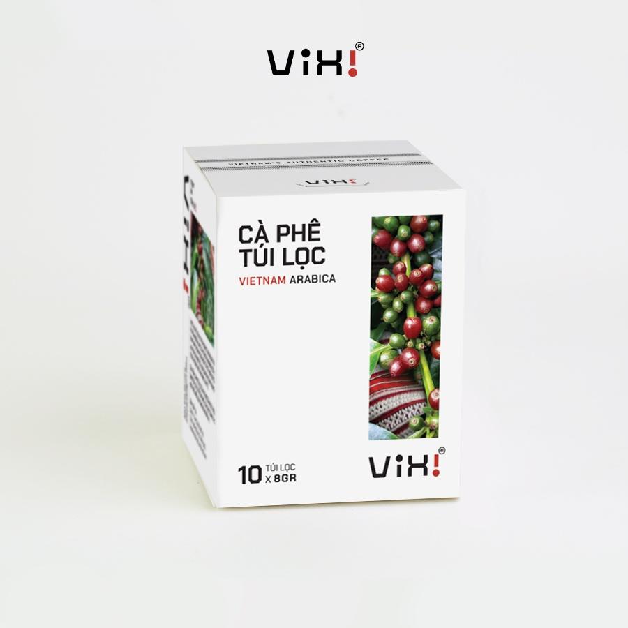 Cà phê Arabica túi lọc nguyên chất tiện lợi rang mộc ViXi hộp 80g