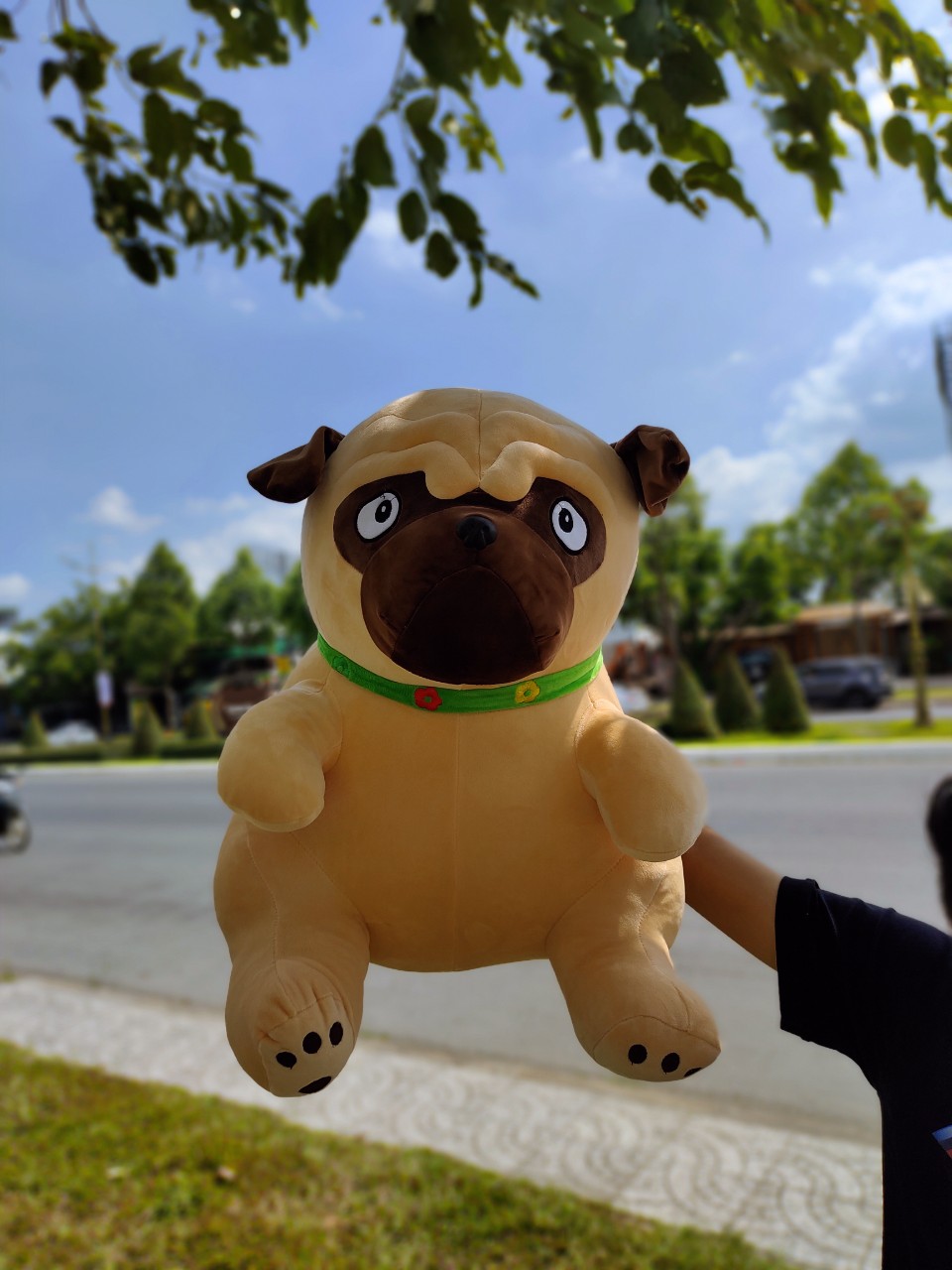 Gấu bông chó mặt xe pug gối ôm nhồi bông chất liệu vải thun 4 chiều cao cấp hàng việt nam size 55cm