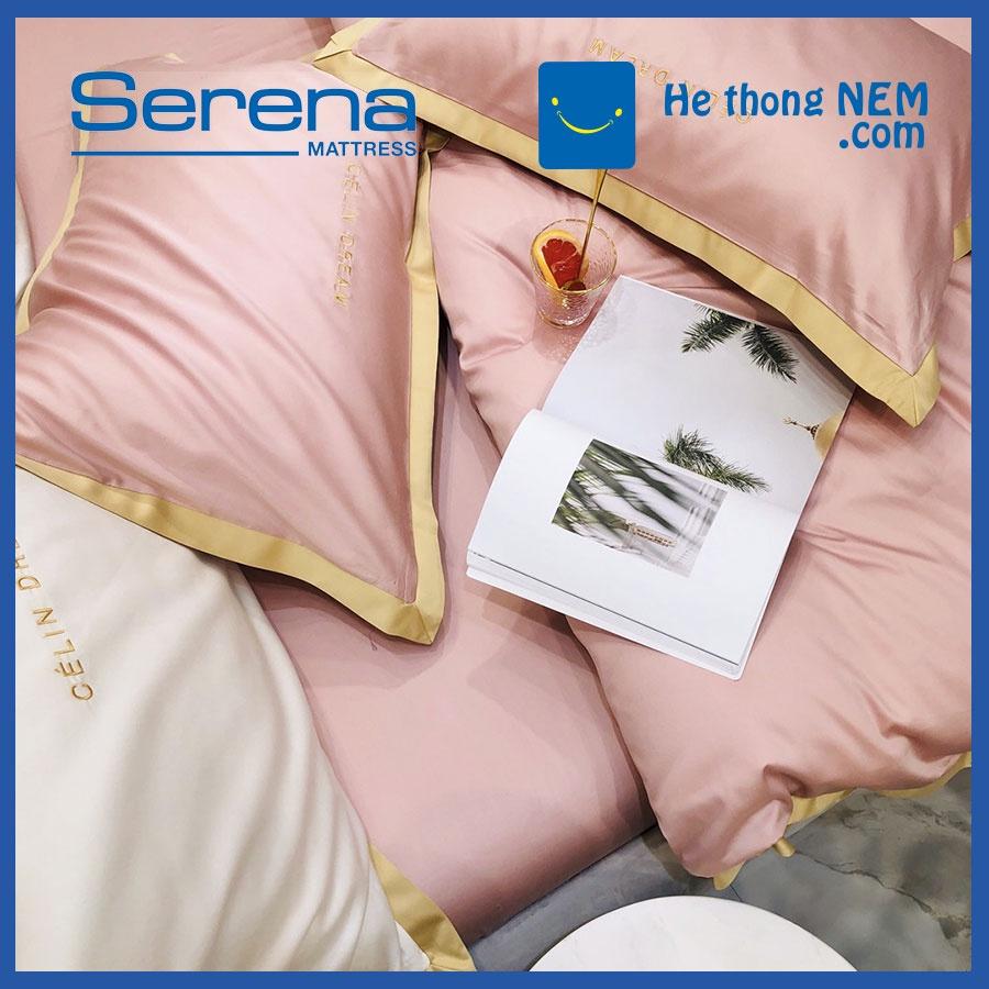Bộ Ga Giường 5 Món Lụa Pháp SERENA Ga Trải Giường Chăn Ga Gối Đệm Cao Cấp - Hệ Thống Nệm