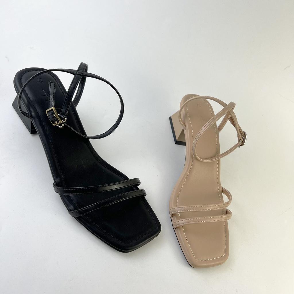 Sandal cao gót nữ 3 phân quai mảnh gót mũi vuông thời trang HISHOO S143