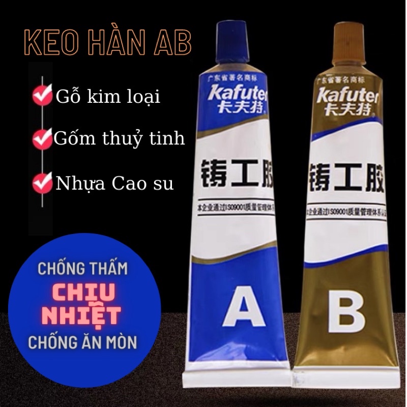 Bộ 2 lọ keo AB dán sắt kim loại đa năng siêu dính bịt lỗ thủng chịu nhiệt chịu lực cao