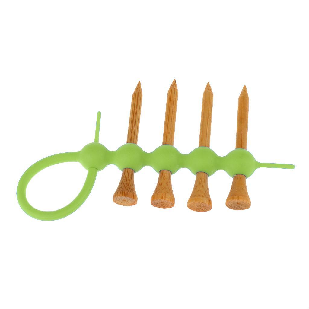 Rubber Mini Portable Golf Tees Holder Tool Carrier Clip + 4pcs Wood Golf Tees Accessories - 4 Colors