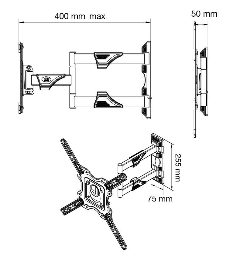 NB Mới P4 32 "-55" có thể thu vào 3 cánh tay đu