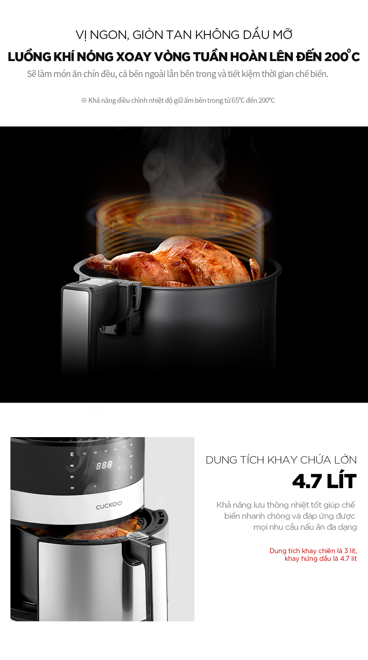 Nồi chiên không dầu Cuckoo CAF-F0410T/BKVNCV Công suất 1350W - Hàng chính hãng
