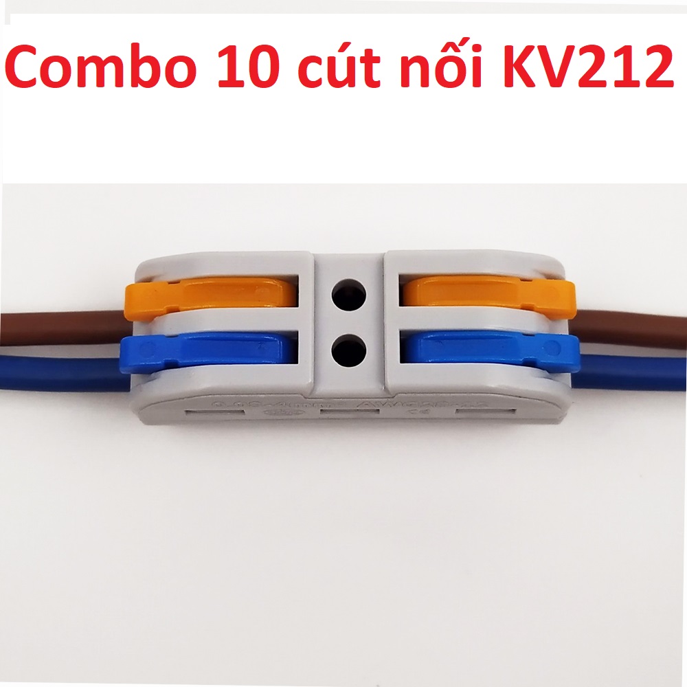 Combo 10 cái Cút nối dây điện đôi 2P 2 cổng vào 2 cổng ra KV212 PCT-222