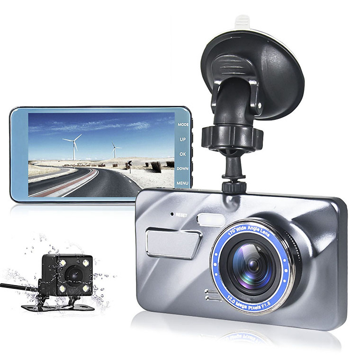 Camera Hành Trình A10 Màn Hình Gương Kèm Camera Lùi 12 Megapixcel Hàng Nhập Khẩu Cao Cấp FHD 1080P Sắc Nét