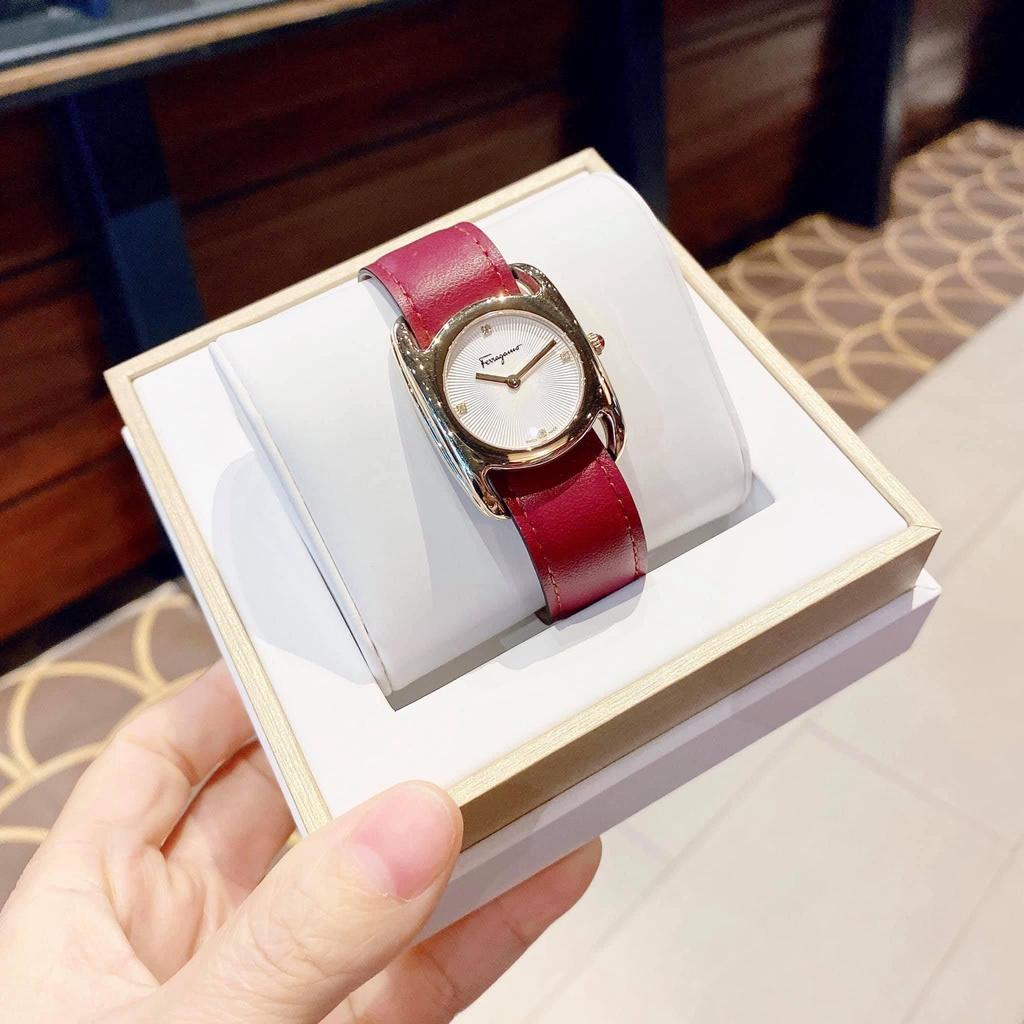 Đồng Hồ Nữ Salvatore Ferragamo SFEL00419 dây da đỏ viền vàng (Size 28 x 34mm)