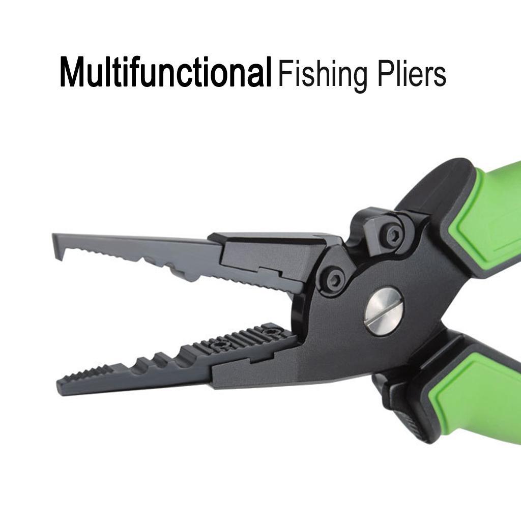 Aluminium Fishing Pliers Split Ring Pliers Fishing Line Cutters Fish Hook Remover Fishermans Pliers with Sheath and Lanyard