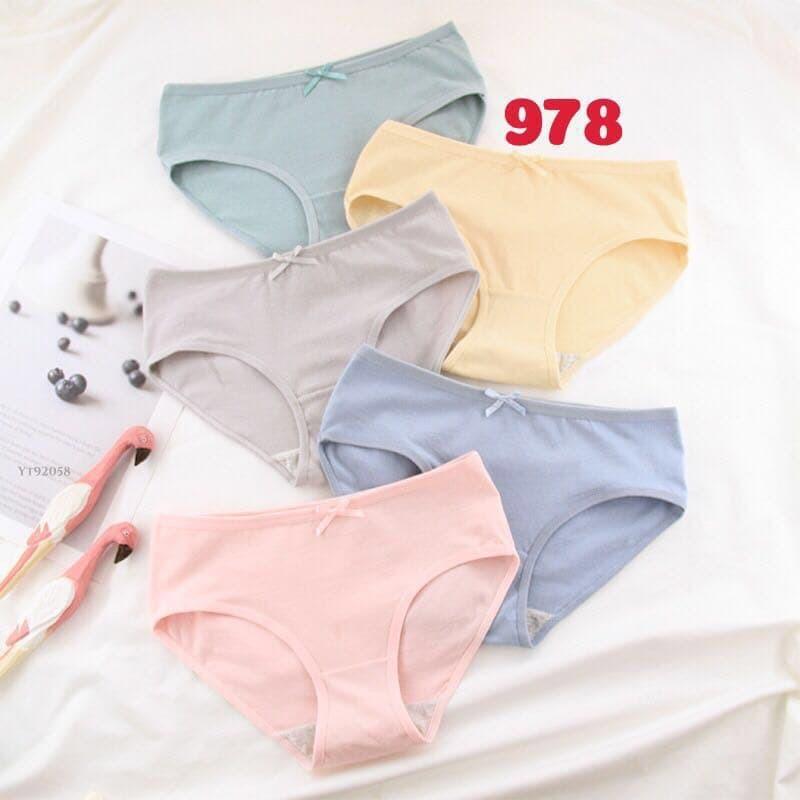 Quần lót cotton đính nơ hoa