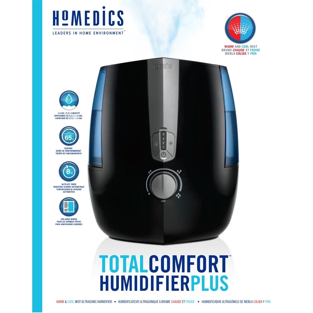 Máy phun sương tạo ẩm USA công nghệ siêu âm , khử khuẩn HoMedics TotalComfort  Humidifier Plus nhập khẩu USA