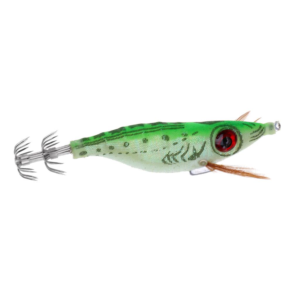 Fishing Artificial Wood Shrimp Squid Jigs Squid Hook Minnow Trout Lure Pink