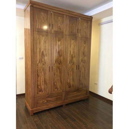 Tủ quần áo 4 CÁNH 2 tầng gỗ hương xám,TỦ ĐỂ QUẦN ÁO GỖ NGĂN NẮP
