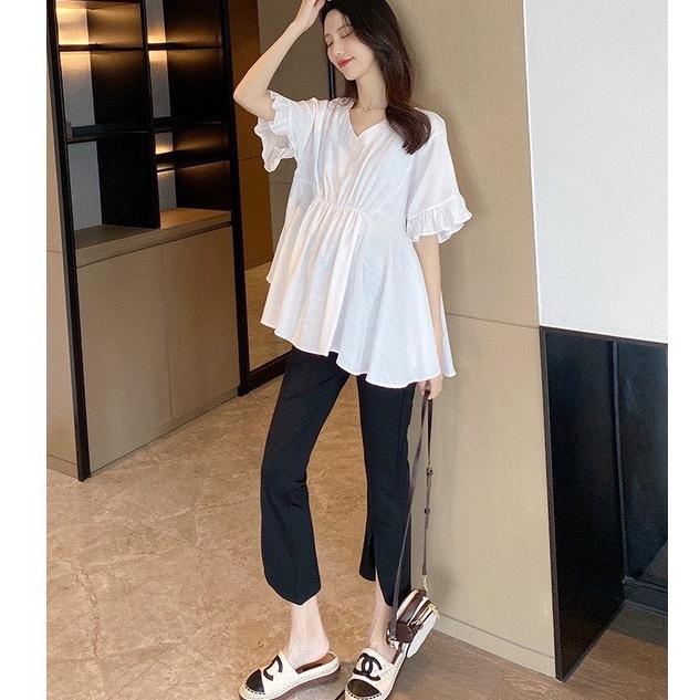 Quần bầu công sở ống loe xẻ gấu chất Umi co dãn 4 chiều