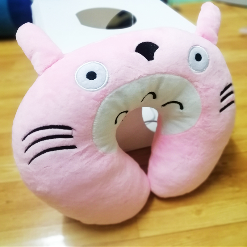 Gối Cổ Chữ U Hình Mèo Totoro Hồng Siêu Mịn