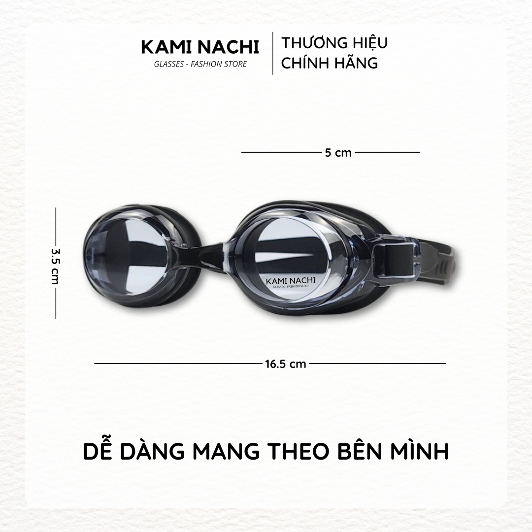 Hình ảnh Kính bơi cận cho người lớn nam nữ có độ từ 1.5 độ đến 9.0 độ chính hãng KAMI NACHI - Mắt kính bơi cận thị chống bám hơi nước