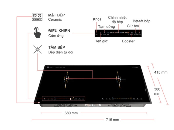 Bếp điện từ đôi Hawonkoo CEH-202-II