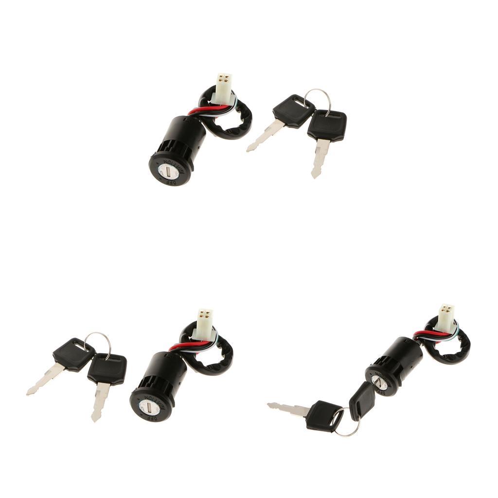 3 Pieces Ignition Lock Cylinder Replacement Suitable for ATV Quad & Dirt Bikes 70cc