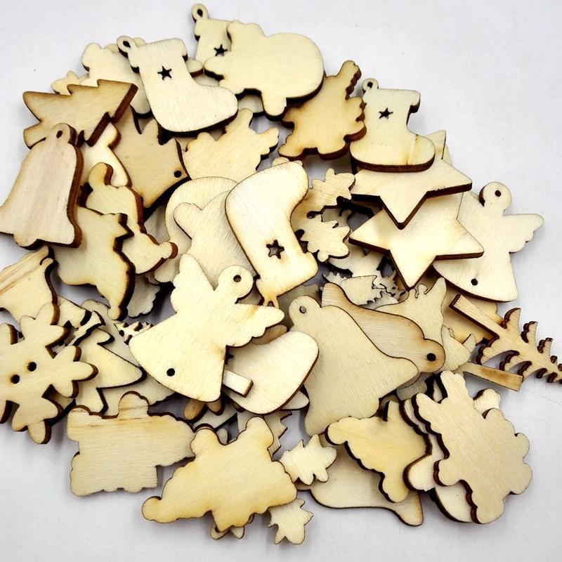Unfinished Natural Star Christmas Shapes Wood Pieces DIY Craft for Scrapbook