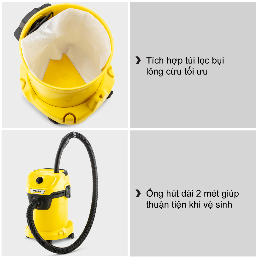 Máy hút bụi khô và ướt Karcher WD 3 V Car (New 2022) - Hàng chính hãng