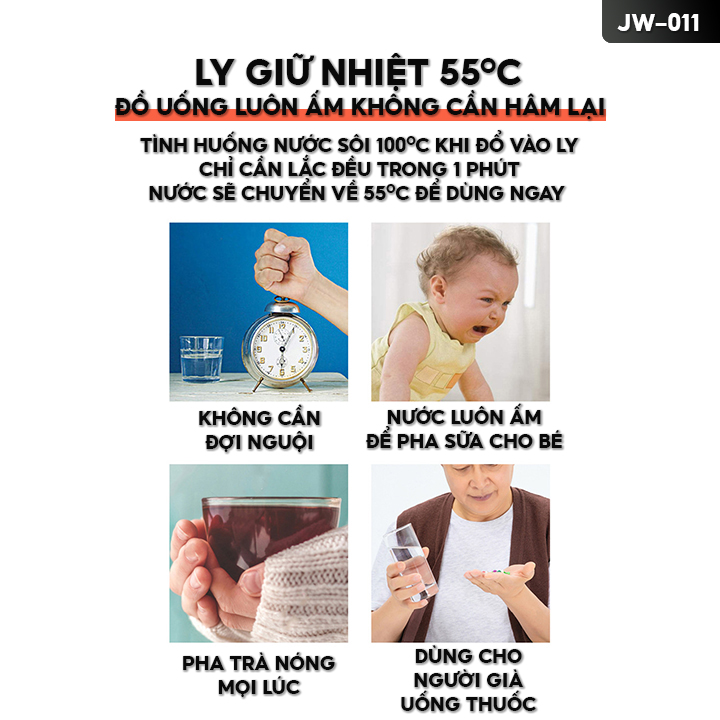 Cốc Lắc Làm Lạnh Làm Nóng Thức Uống Trong Tức Thì Dung Tích 280ml JW-011