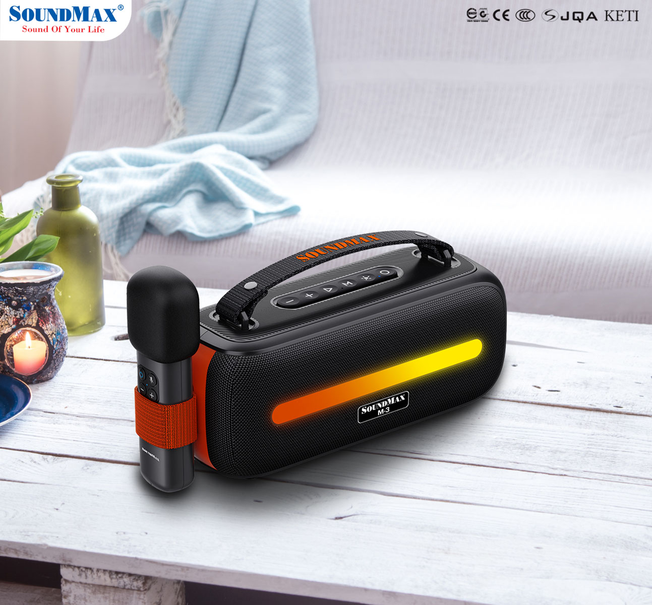 Loa Bluetooth Karaoke Soundmax M-3 Kèm Micro - Hàng Chính Hãng - Bảo