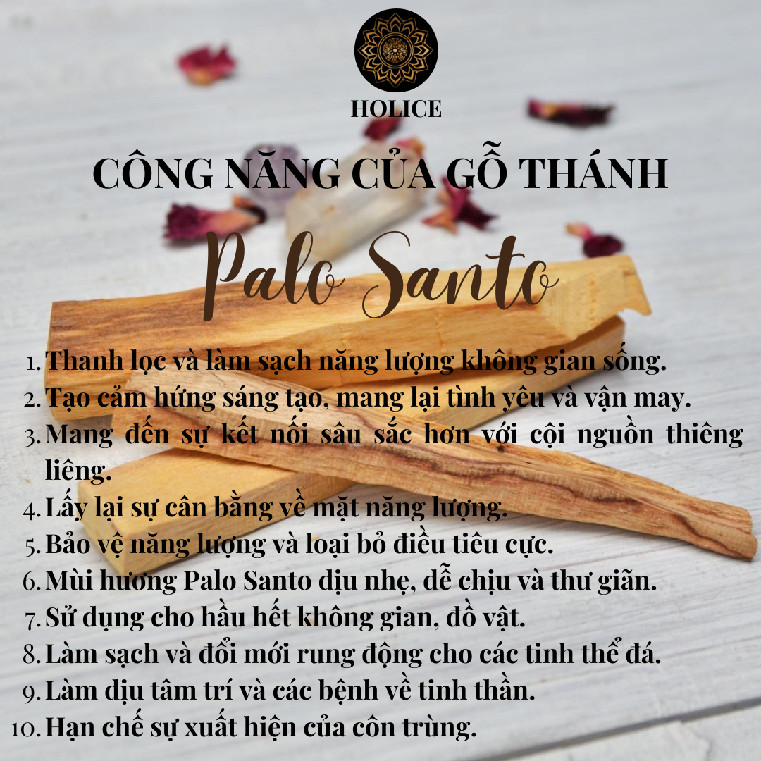 1 Que Gỗ Thánh Palo Santo Holice Thanh Tẩy Đồ Vật, Không Gian Sống, Tái Tạo Năng Lượng, Giảm Stress