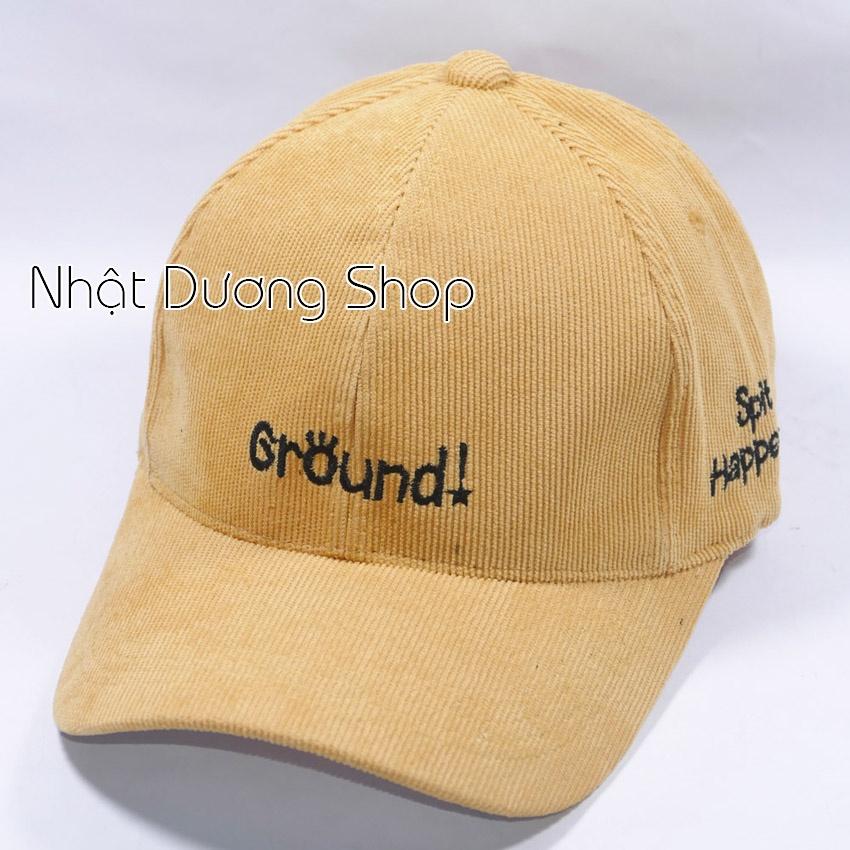 Mũ lưỡi trai ️ Nón kết thêu hình chữ Ground chất liệu nhung tăm cao cấp form unisex nam nữ