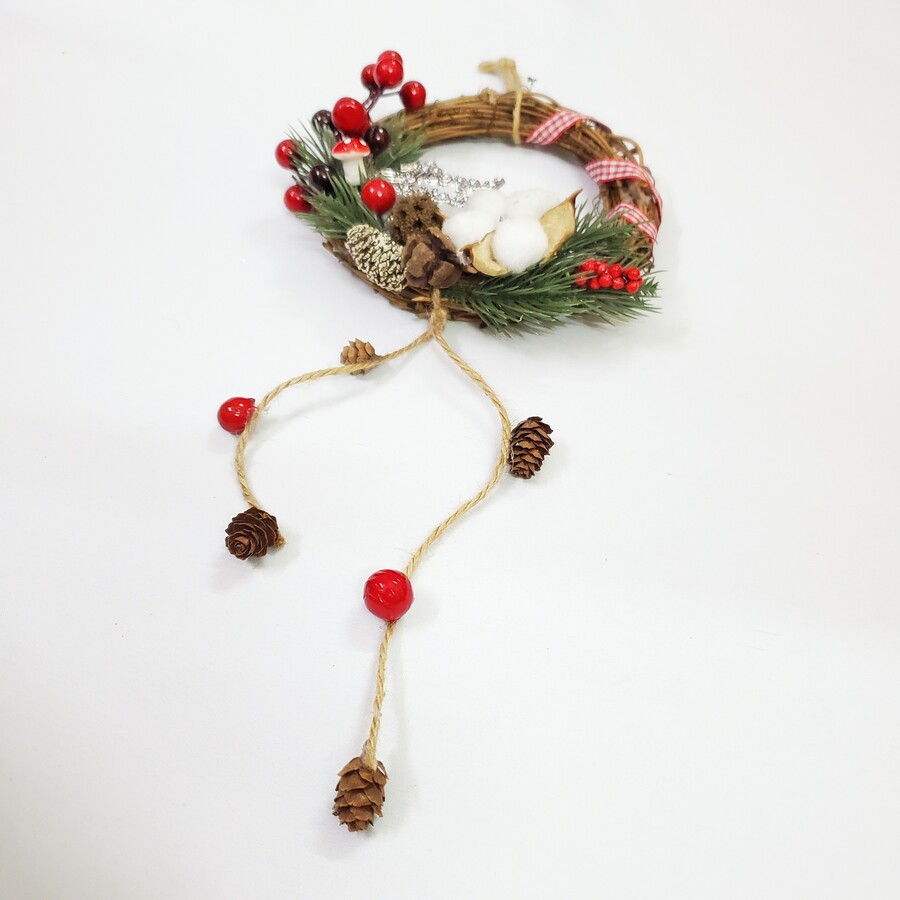 Vòng Hoa Noel VN03 15cm Vòng Nguyệt Quế Giáng Sinh Có Đèn