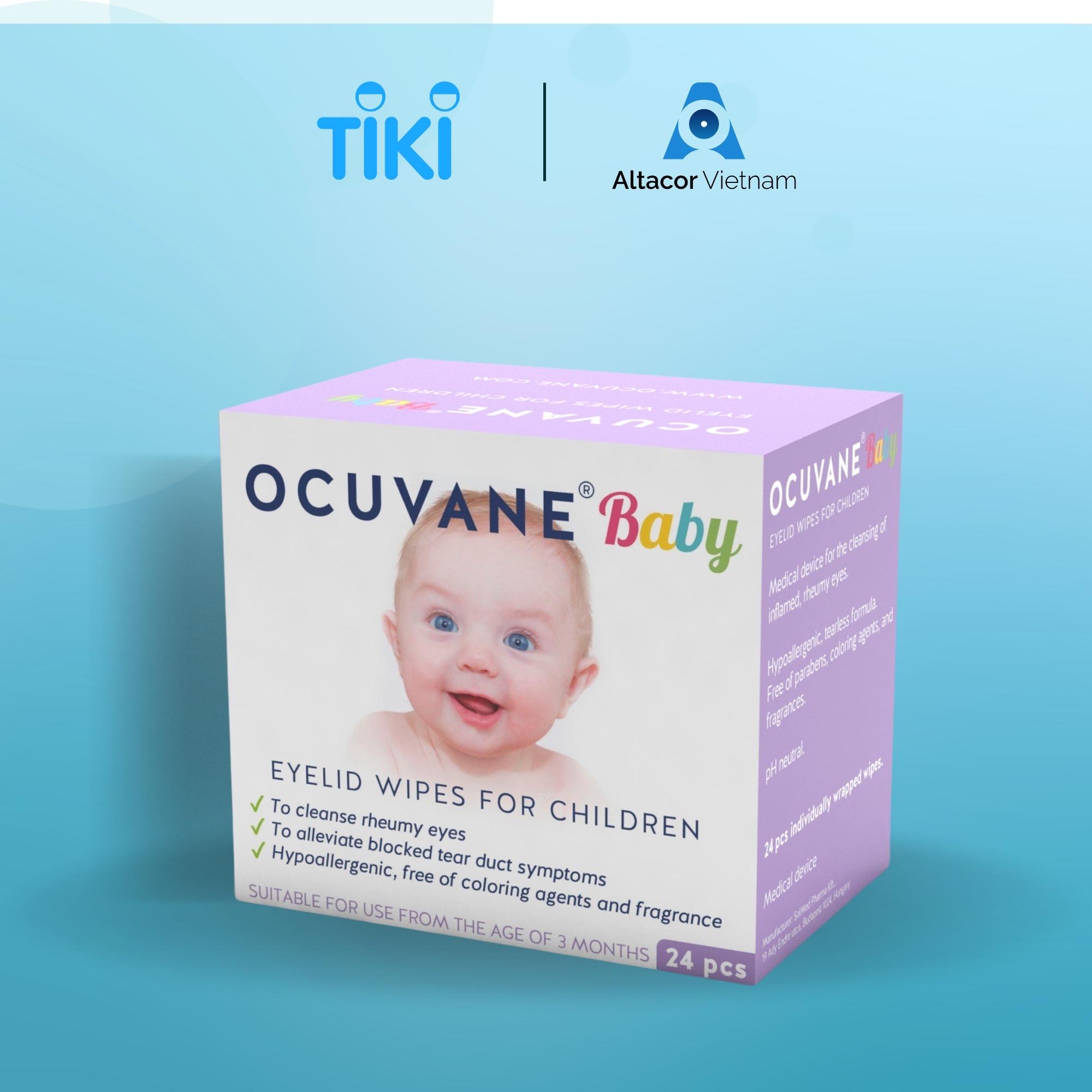 Gạc lau mi Ocuvane Baby 24 miếng dùng cho trẻ từ 3 tháng tuổi - Chính hãng