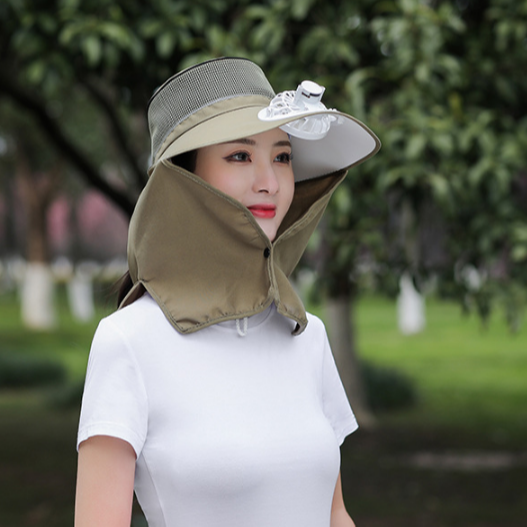 Mũ khẩu trang chống nắng gắn quạt thời trang, nón chống nắng tạo kiểu cao cấp
