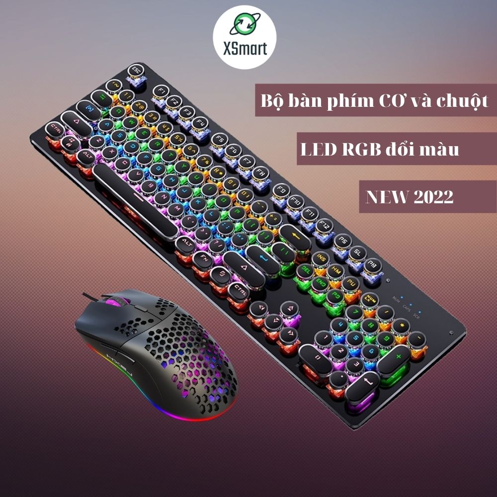 COMBO GAMING Bàn phím và chuột cơ XSmart kèm tai nghe chụp tai headphone chơi game, Bộ sản phẩm FULL LED T907+M8+Q9 7.1 - Hàng Chính Hãng