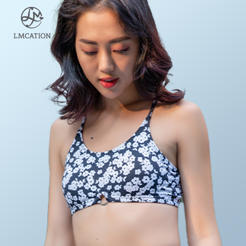 Áo Bikini Thể Thao Nữ LMcation Ana - Hoa Nhí Đen Trắng