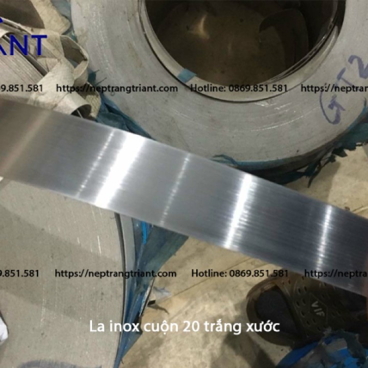 Nẹp la inox Trắng Xước 2cm, chỉ nẹp inox Trắng Xước 20mm, Nẹp inox, nẹp inox trần thạch cao, tính theo mét, dày 0.5li