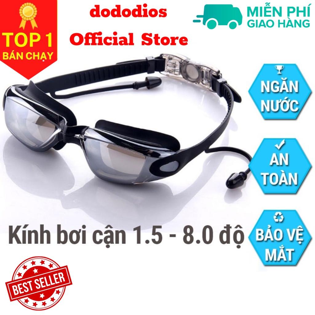 Kính bơi cận thị độ cận 4.5 độ có gắn nút bịt tai ngăn nước; mắt kiếng bơi chống tia UV, chống hấp hơi