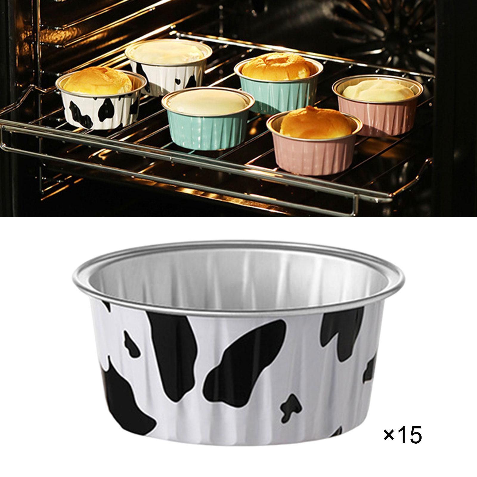 15 Pieces Foil Baking Cups, Aluminum Muffin Cups, Cupcake Holder Tin, Cupcake and Muffin Liner for Cookies, Cheese, Cakes Outdoor Dessert Pie Clubs