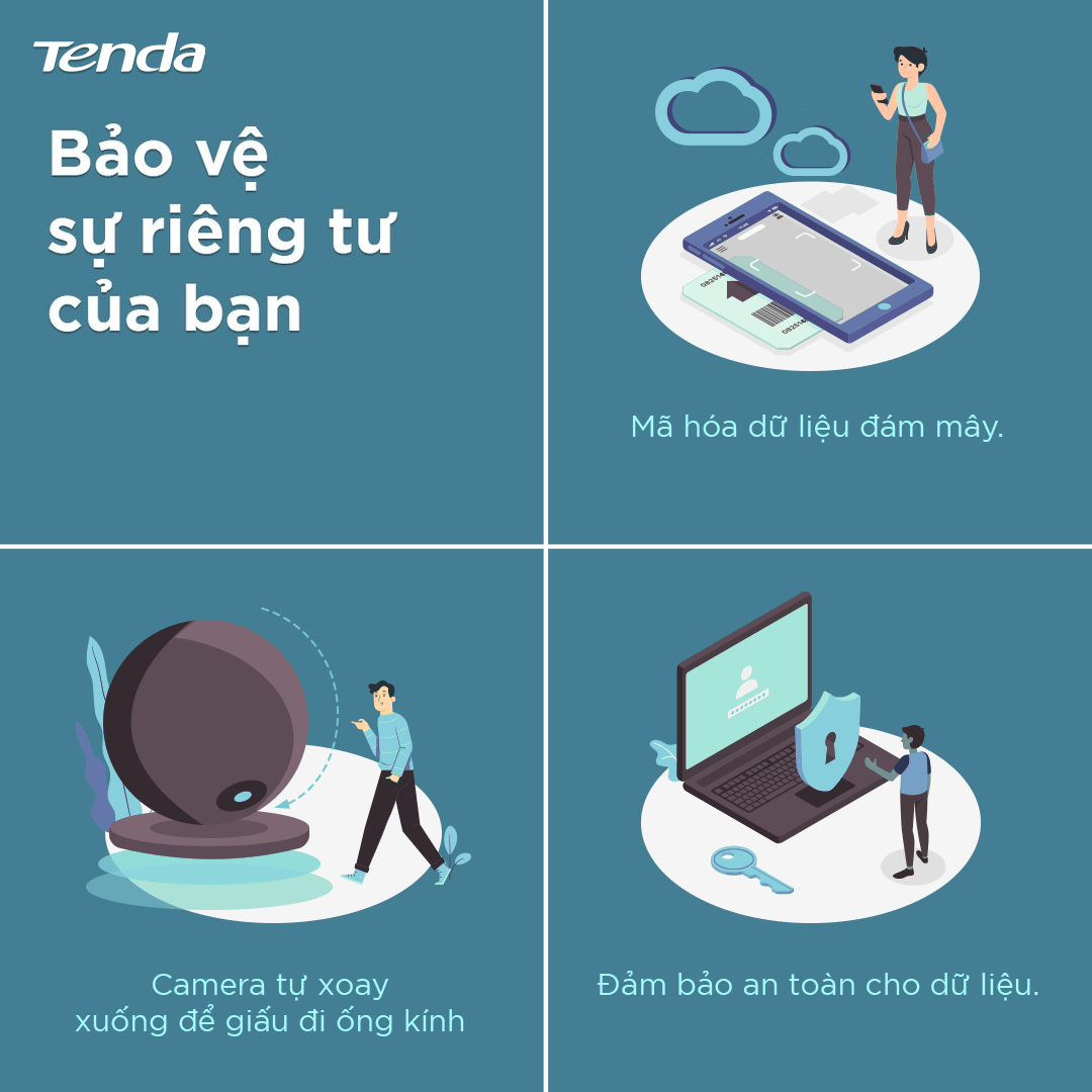 Camera IP Wifi Tenda CP3 Full HD 1080P 360° - Hàng Chính Hãng