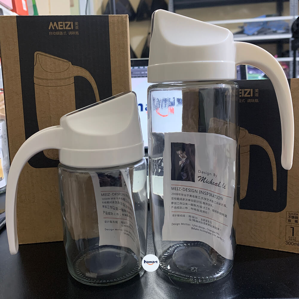 Bình Đựng Dầu Ăn Nắp Tự Động 600ml Lọ Chiết Dầu Ăn Thuỷ Tinh Đa Năng Cao Cấp TẶNG CỌ QUÉT DẦU