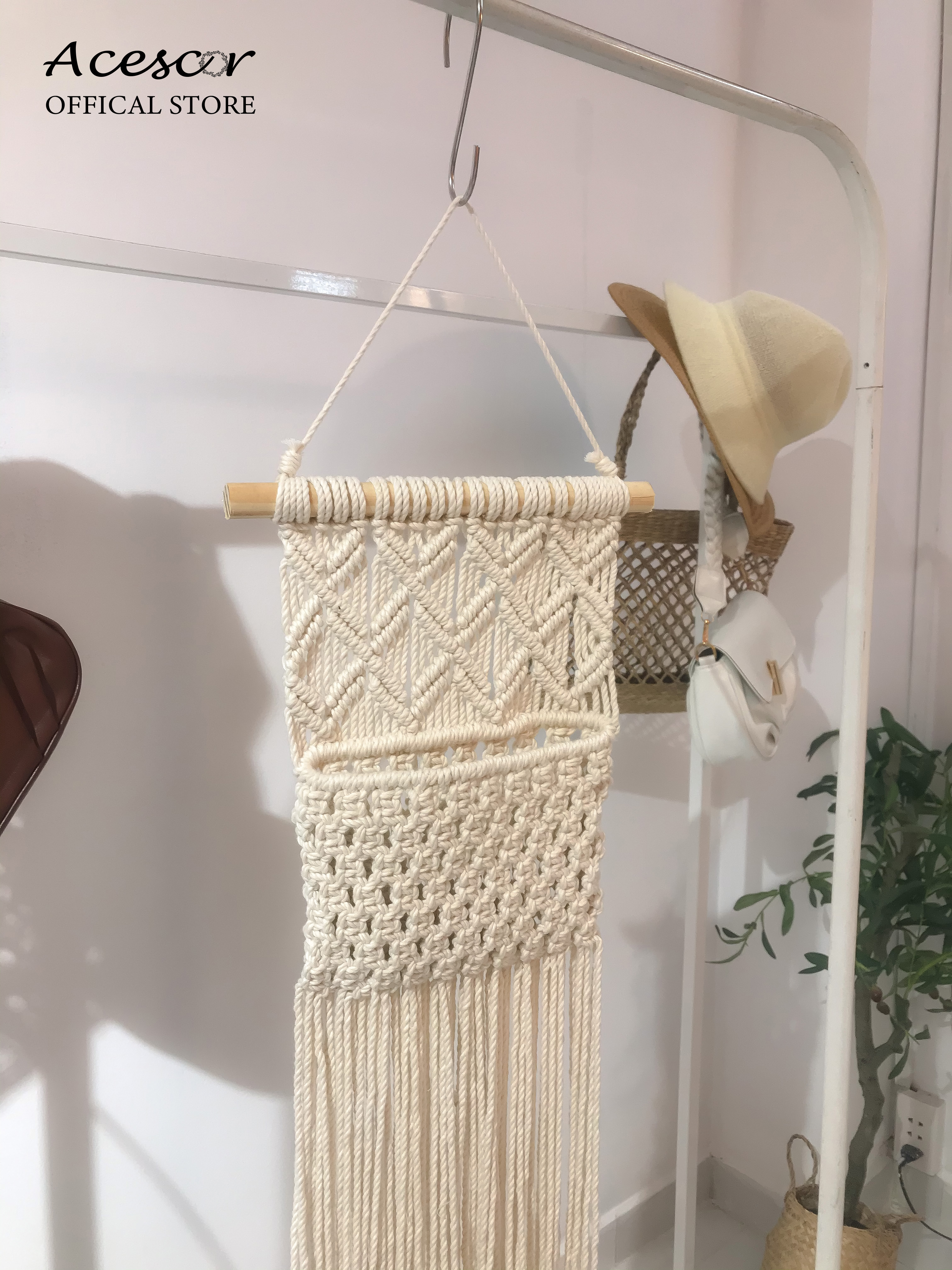 Túi Macrame treo tường tiện lợi GM01- Đựng đồ tiện dụng, lưu trữ đa năng, trang trí phòng khách, phòng ngủ, quà tặng sinh nhật, tân gia ( Trang trí nhà cửa)