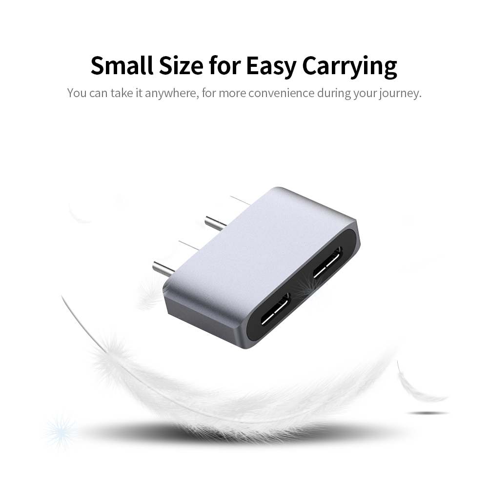 Bộ Chuyển Đổi Hub Kép USB Type-C Cho Macbook AIR 2018, Macbook Pro 2016/2017/2018 13 Inch / 15 Inch, Xám