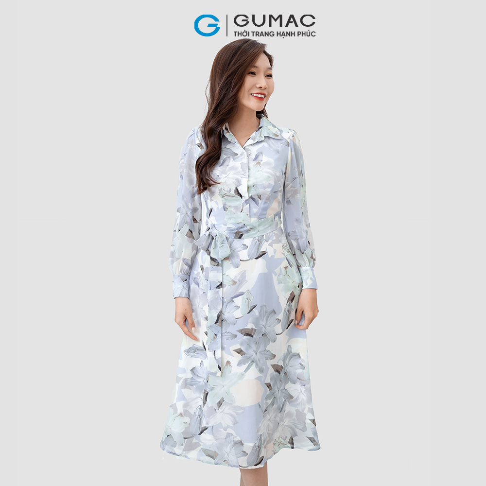 Đầm phối nơ eo GUMAC DD03045