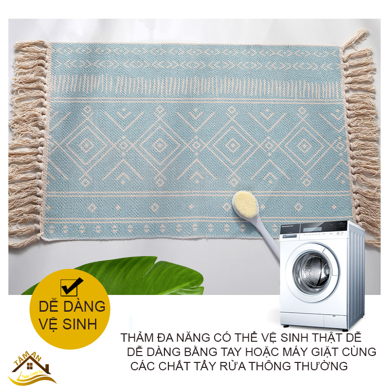 Thảm đa năng , Thảm dệt hoạ tiết thổ cẩm trang trí phòng phong cách vintage nhiều kích thước