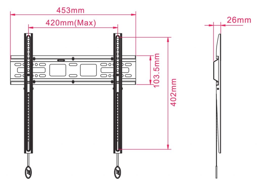 Giá treo tivi thẳng tường nhập khẩu NB D2F dùng cho tivi 32-55 inch siêu mỏng 2,6cm