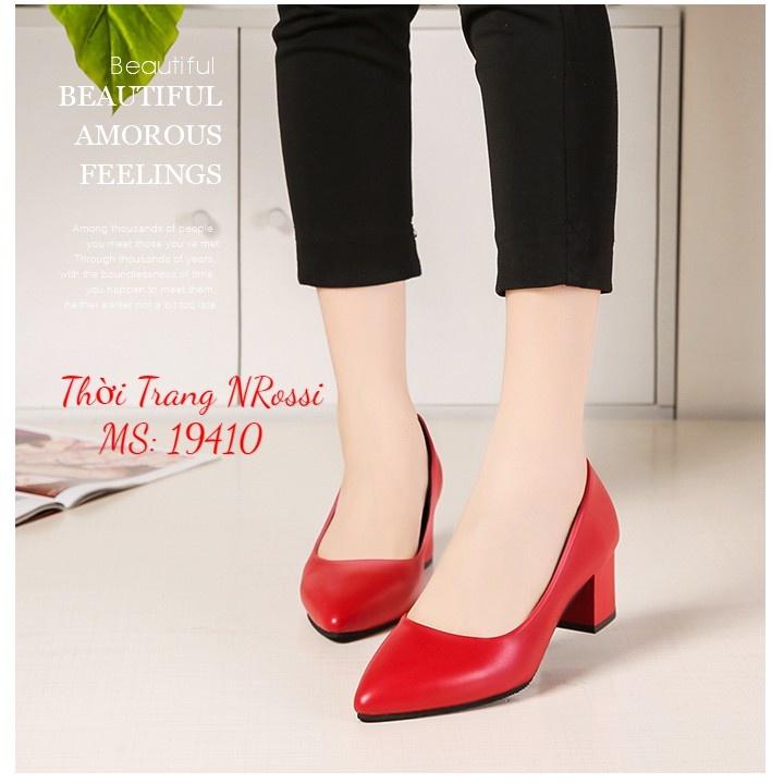 Giày công sở gót vuông màu đỏ size lớn 40 41 42 43 44