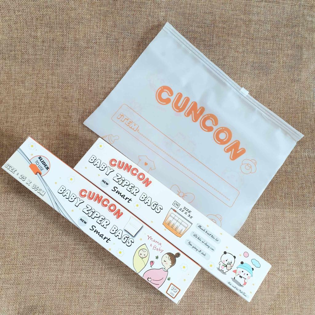 (25x35cm) Túi zip lụa mờ đựng đồ đi sinh khoá kéo đa năng - Hiệu Cún Con