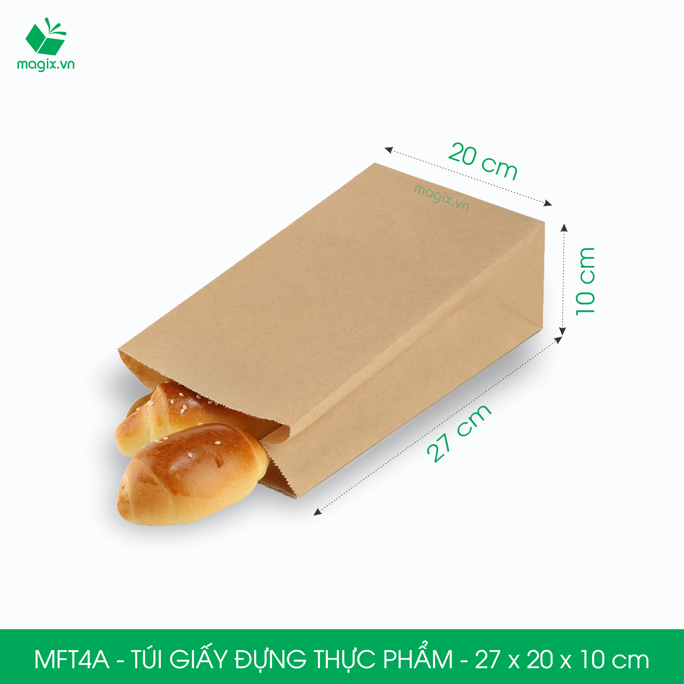 MFT4A - 27x20x10 cm - 50 Túi đựng thực phẩm - Túi đựng đồ ăn