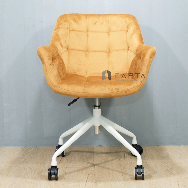 Ghế lễ tân màu nâu có chân xoay CE1022-F Nội thất Capta Ghế nệm nhung mềm mại có tựa lưng tăng giảm chiều cao linh hoạt, office chair