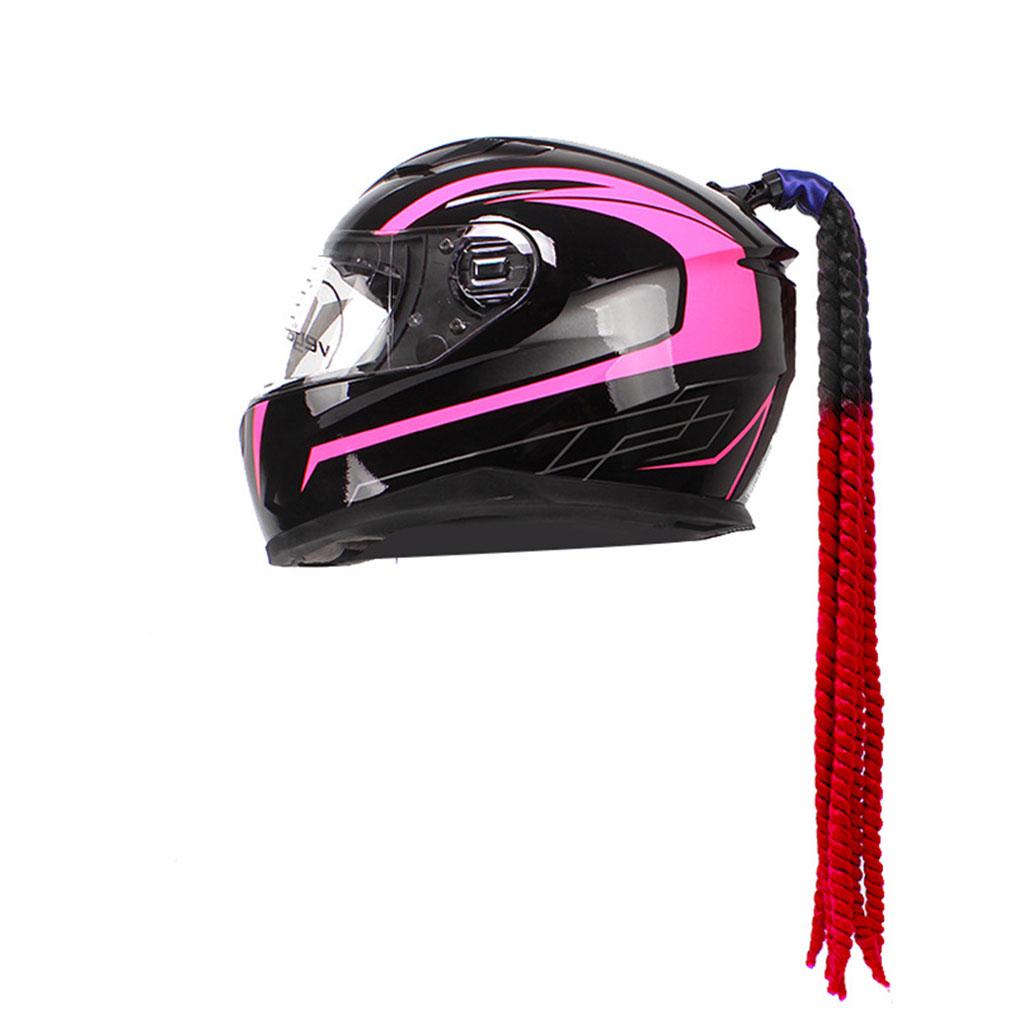 Helmet Pigtails Braids Ponytail Wig Hair for Motorcycle Motor Bike