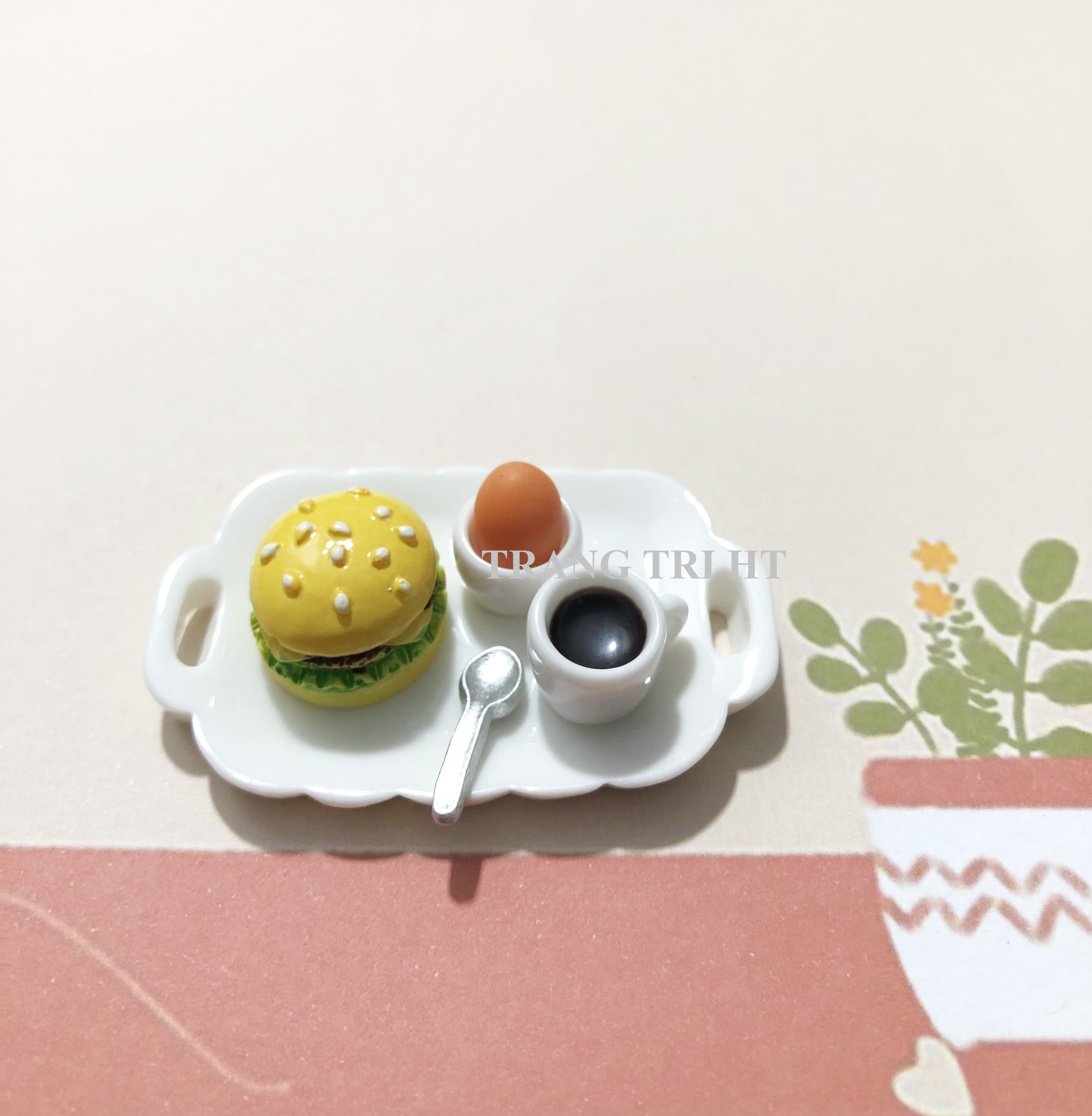 Mô hình Set đồ ăn bữa sáng trang trí nhà búp bê