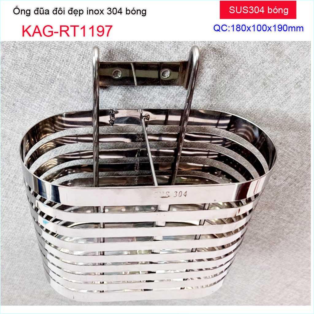 Ống đựng đũa Inox 304 không gỉ, ống đũa nhà bếp Inox SUS304, ống đũa cao cấp nam dẹt KAG-RT1197