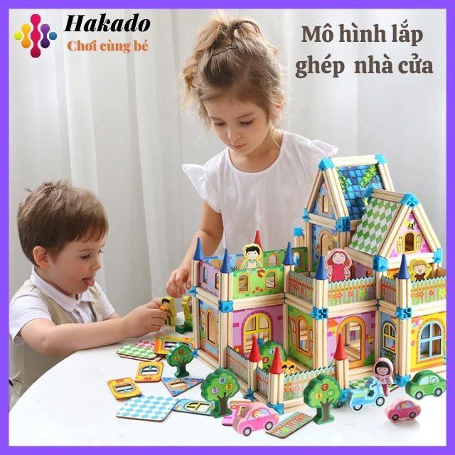 Đồ chơi lắp ghép mô hình nhà gỗ 3D 128 chi tiết